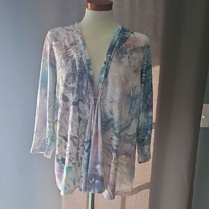 Christopher & Banks Blue and White Knit Cardigan